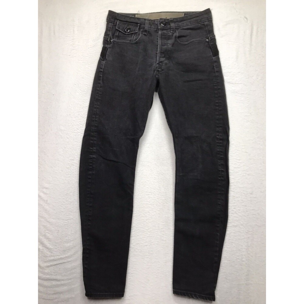 G STAR RAW Type C Moto Jeans Men 29x28 (29/32 tag) Black Button Fly 3D Tapered
